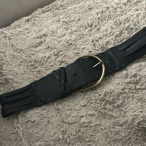 Cobalt Women's Black Leather Wide Strappy Belt Size S-M